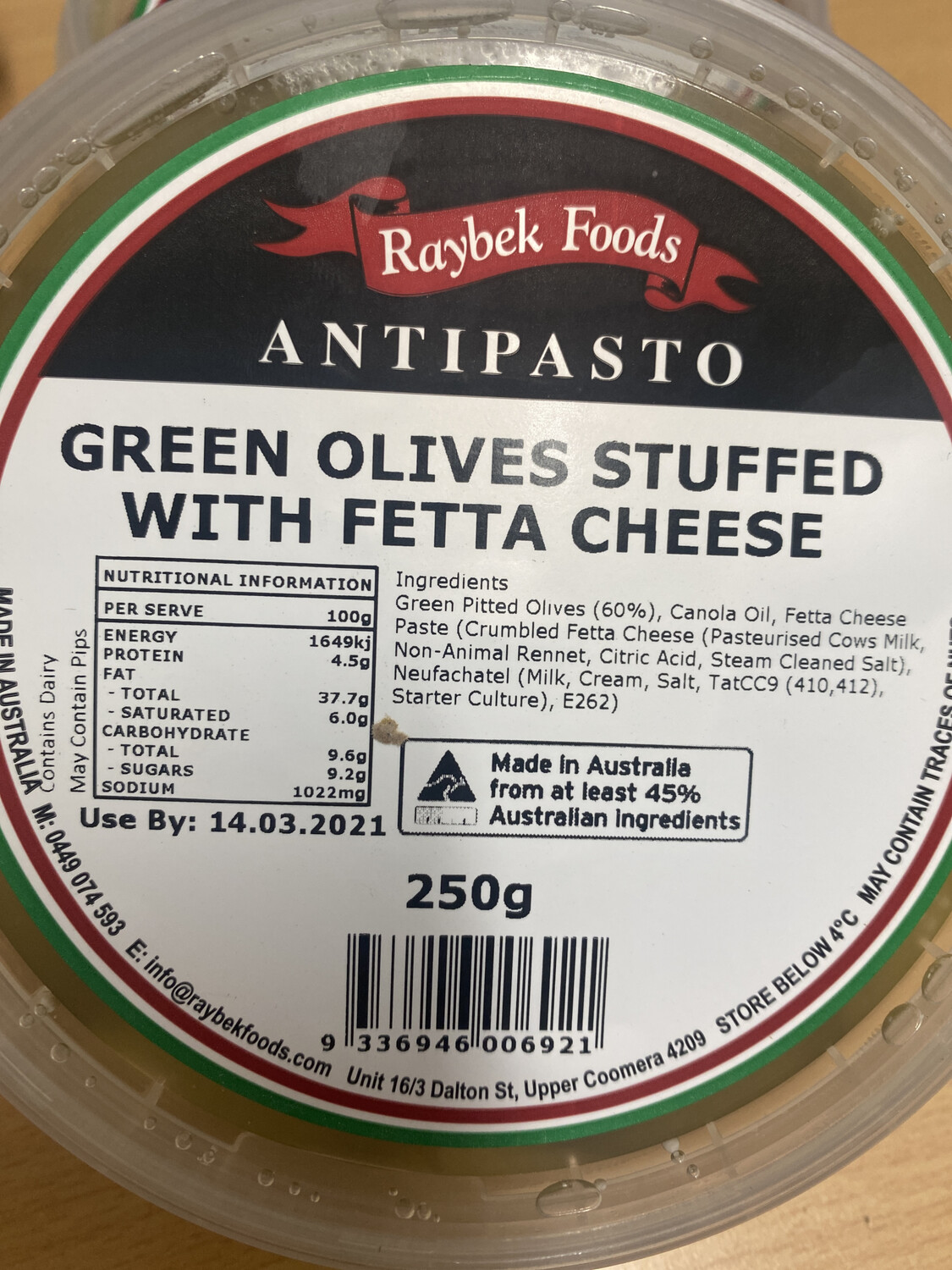 Raybek Green Olives Stuffed w Fetta