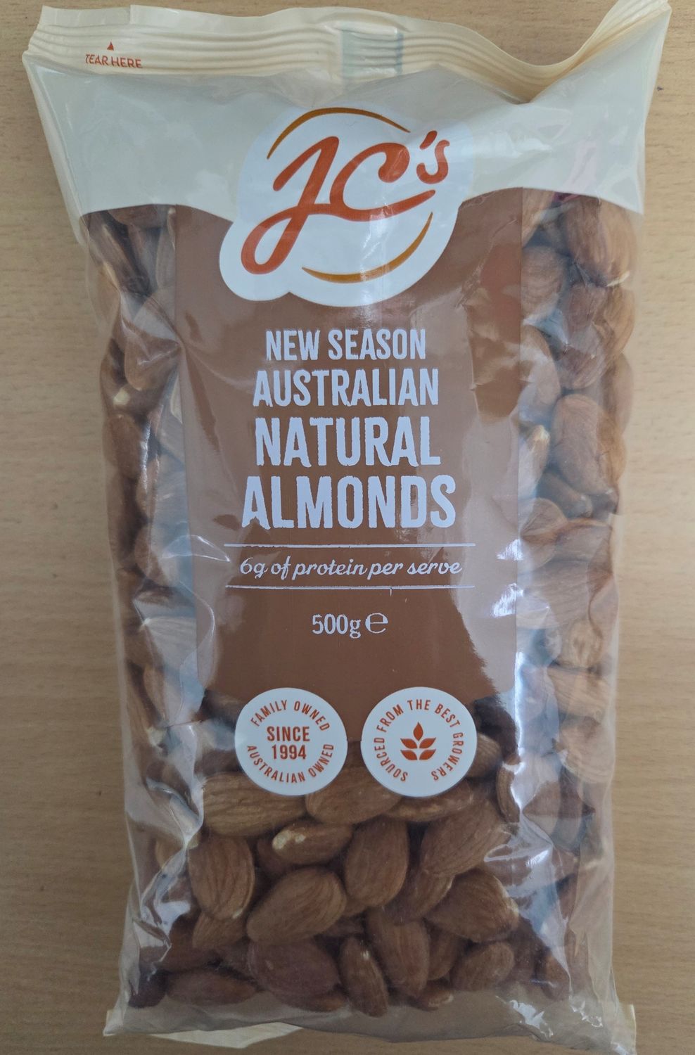 JC's Natural Almonds 500gm