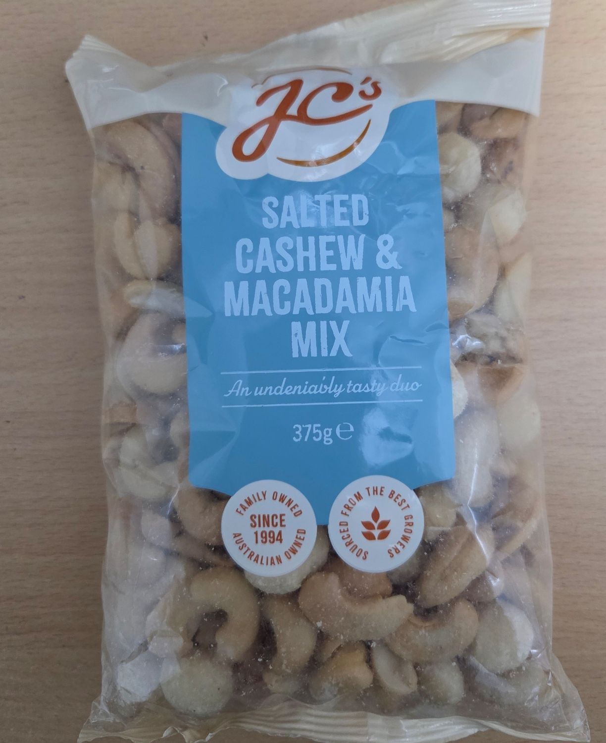 JC's Salted Cashew and Macadamia mix 375gm