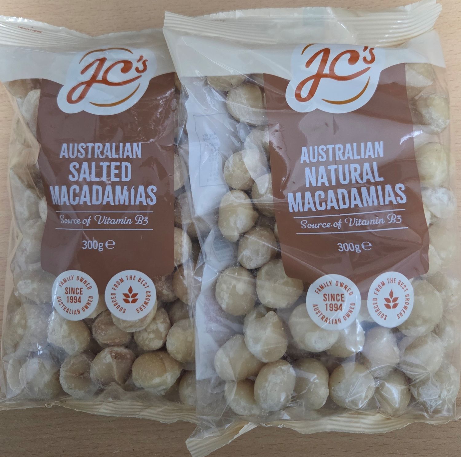 JC's Natural and Salted Macadamias 300gm