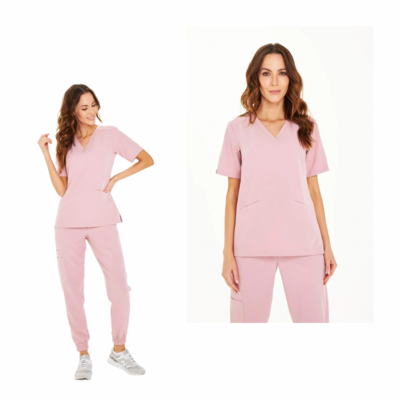 Medical Aesthetics Scrubs Top with Pockets - ENGLISH ROSE