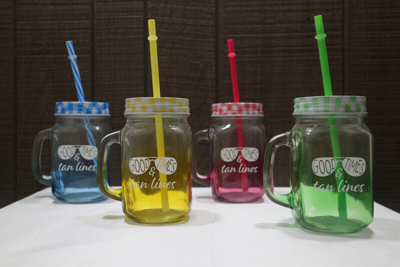 Good Times and Tan Lines Mason Jar Glass