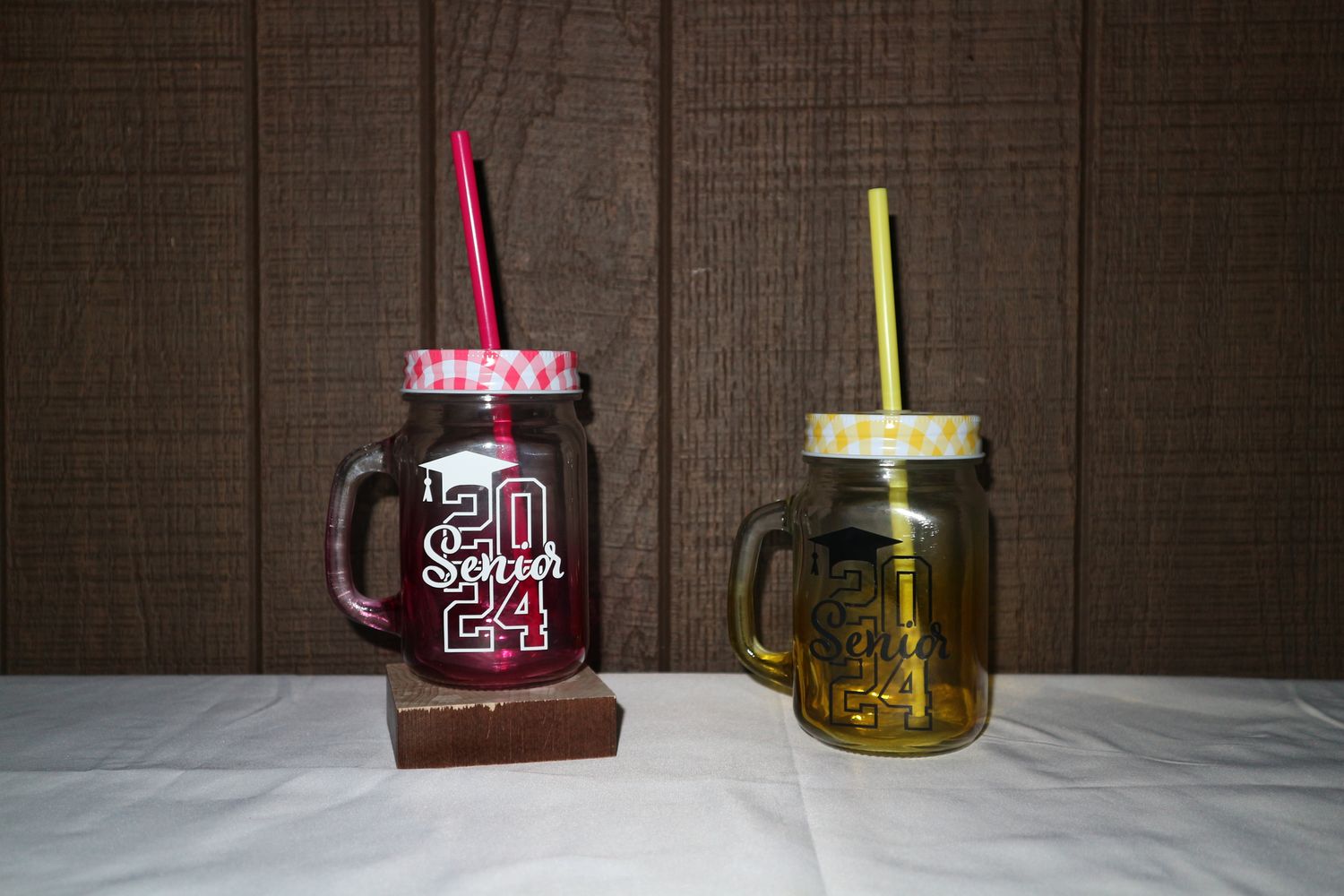 Grad 2024 Mason Jar Glass