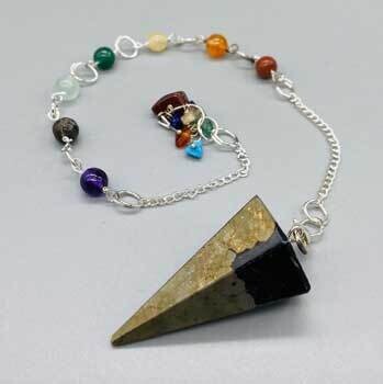 Pyrite 7 Chakra 6 Sided Pendulum