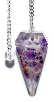 6-sided Amethyst Orgone Pendulum