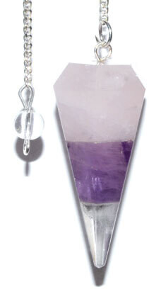 6-sided Amethyst &amp; Rose Quartz Pendulum