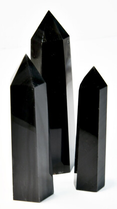 1 Lb 3-4&quot;  Obsidian, Balck W Silver Stripes Obelisk