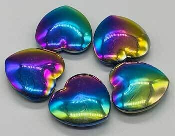 1 3/4&quot; Hematite, Rainbow Heart
