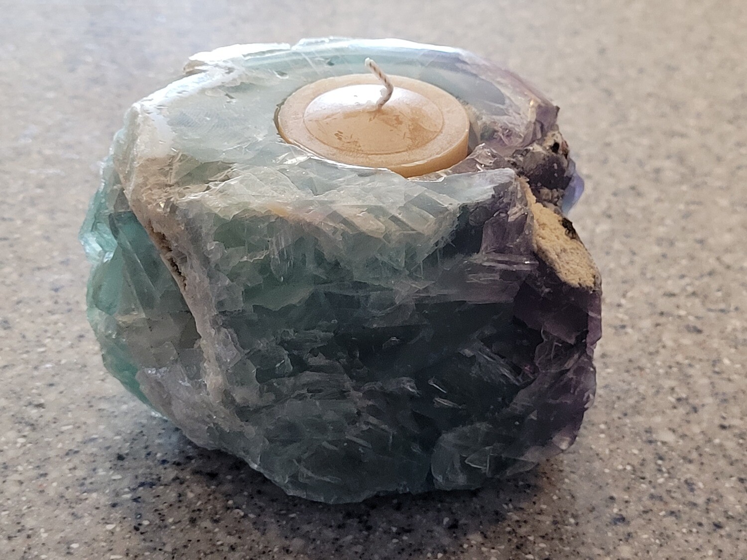 3-5&quot; Rough Fluorite tealight holder