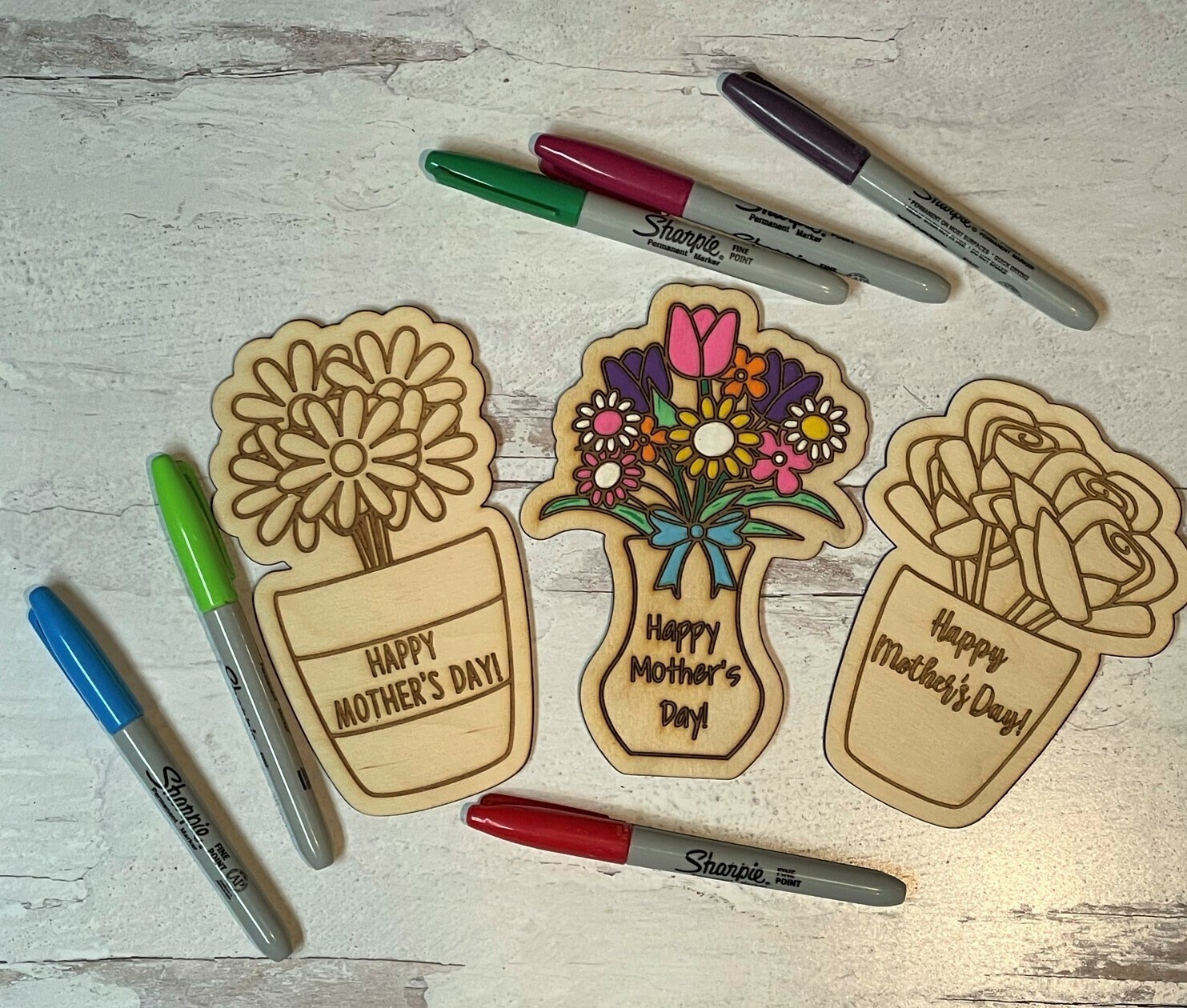 DIY wooden Mothers Day cards