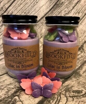 Lilac in Bloom Hand Poured Soy Candle With Butterflies