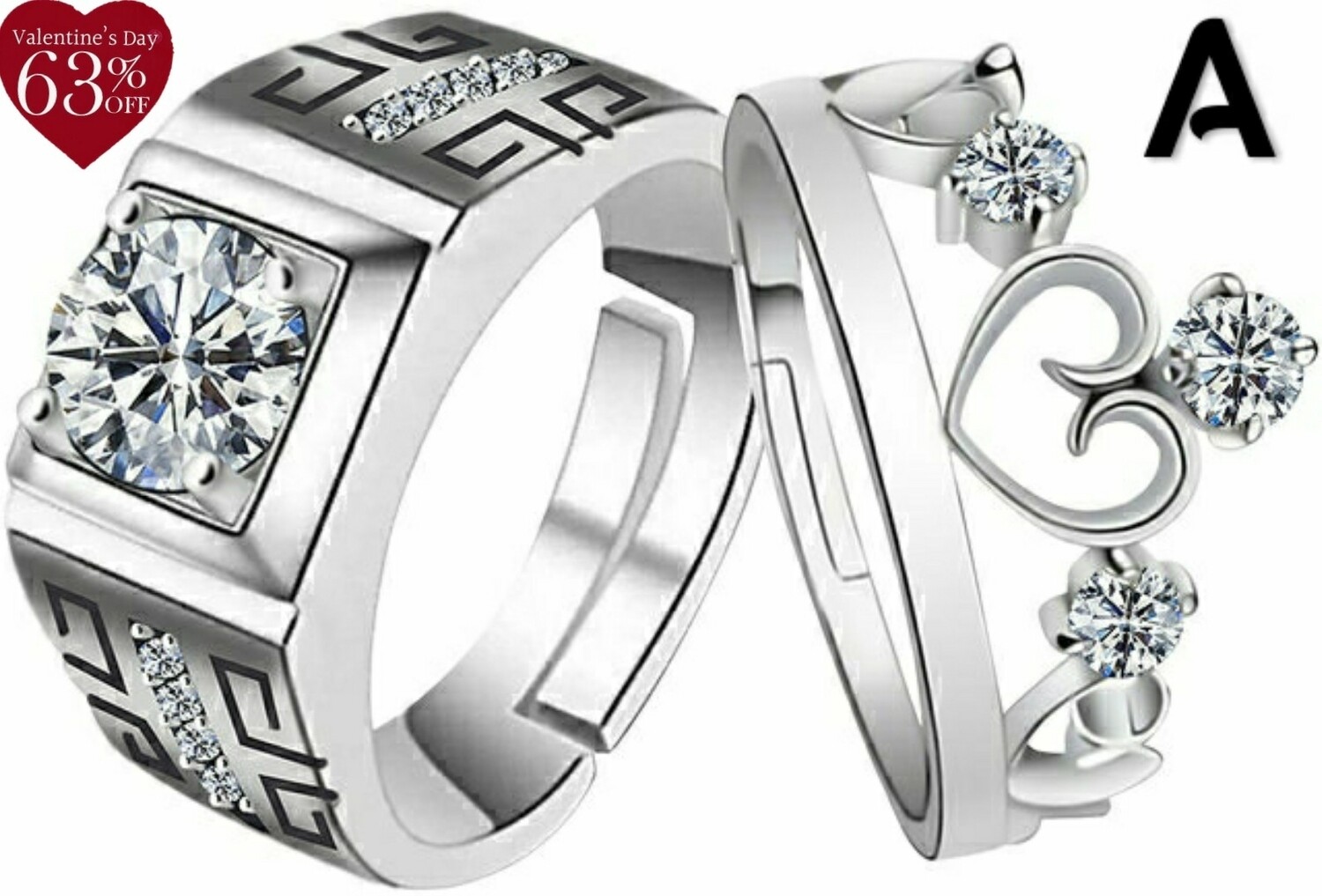 Couple Ring with Red Rose Box Platinum Plating