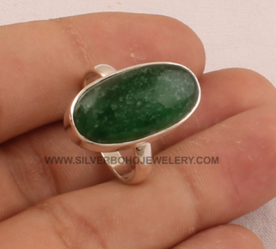 Green Jade Oval Gemstone Solid 925 Sterling Silver Ring For Women - Handmade Jade Silver Ring For Wedding - Green Stone Ring