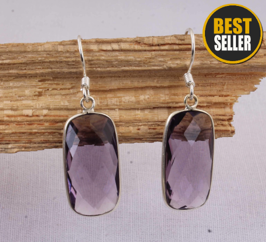 Amethyst Top Quality Gemstone's Earring Sterling Silver Earring Four Stone Earring Antique Silver Earring Wedding Earring One-Of-Kind