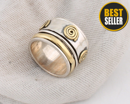 Spinner Ring, Silver Jewellery,Meditation Ring, Spinning Ring,Thumb Ring, Two Tone Ring, 925 Sterling Silver Ring, Silver Handmade Jewellery