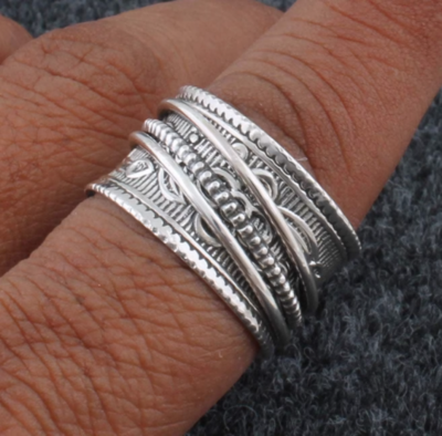 925-Sterling Solid Silver Ring,Handicraft Boho Ring,Antique Silver Ring,Thumb Ring,Spinner Ring.
