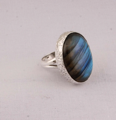 Labradorite Top Quality Gemstone Ring Cabochon BLue Fire Stone Ring 925-Sterling Silver Ring,Antique Silver Ring,Index Finger Christmas Ring