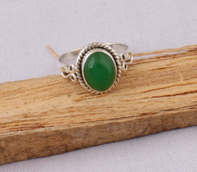 Beautiful Green Jade Top Quality Gemstone Ring,Oval Ring 925-Sterling Silver Ring,Antique Silver Ring,Middle Finger Ring Gift For Him
