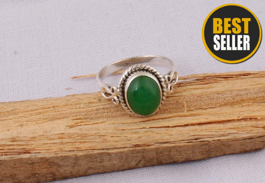 Beautiful Green Jade Top Quality Gemstone Ring,Oval Ring 925-Sterling Silver Ring,Antique Silver Ring,Middle Finger Ring Gift For Him