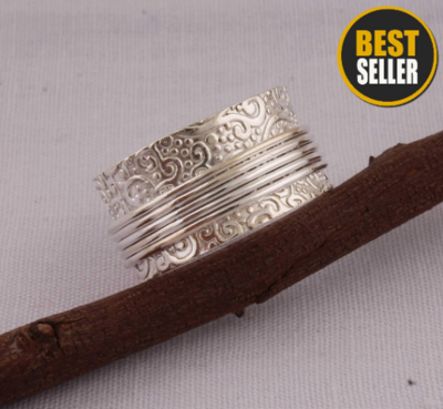 925-Sterling Solid Silver Ring,Handicraft Boho Ring,Antique Silver Ring,Thumb Ring,Spinner Ring,Wedding Gift Spinner Ring