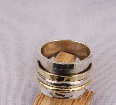 Spinner Ring, Silver Jewelry,Meditation Ring, Spinning Ring,Thumb Ring, Two Tone Ring, 925 Sterling Silver Ring,Handmade Jewelry Hot Ring