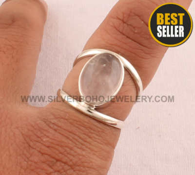 Natural Rose Quartz Ring - 925 Sterling Silver Ring - Designer Double Band Rings - Engagement Rose Quartz Oval Ring -Handmade Ring For Women
