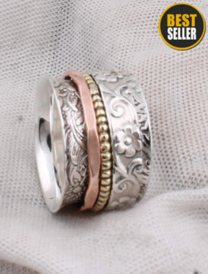 Textured Sterling silver ring,Meditation ring,Silver spinner ring,Silver spinner band, love ring,Fidget ring, Statement ring,Silver jewelry