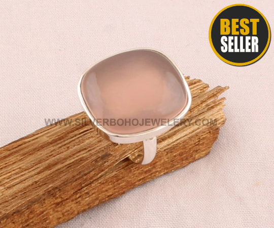 Natural Rose Quartz Ring - 925 Sterling Silver Ring - Rose Quartz Cushion Rings - Engagement Rose Quartz Ring - Handmade Jewelry For Women