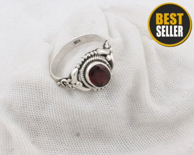 Real Red Garnet AAA+ Quality Gemstone Ring,Sterling Silver Ring,Antique Silver Ring Gift For Her Etsy Cyber Valentine's Day GiftBOHO SILVER