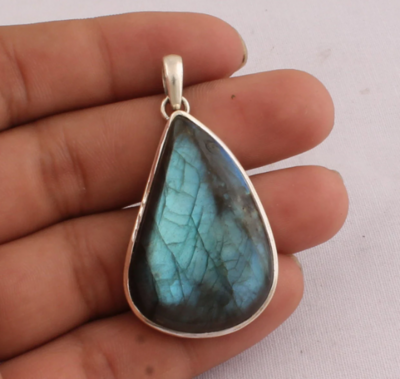 Labradorite AAA+ Quality Gemstone Pendant, Mineral Jewelry, High Blue Flash Labradorite, Blue Fire Pendant, Unique Gift For Her