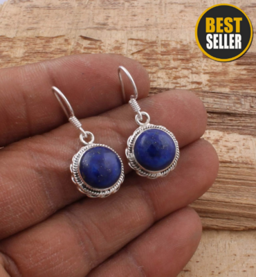 Natural Amazing Lapis AAA+Quality Gemstone Earring 925-Antique Silver Earring,Sterling Silver Earring Anniversary Gift Earring