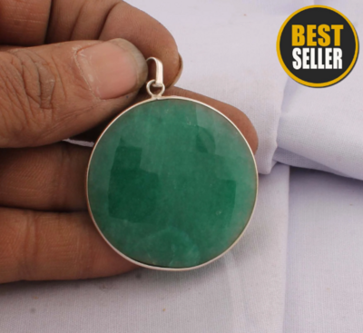 Amazing Green Onyx Top Quality Gemstone Pendant Round Stone Boho Pendant 925-Antique Silver Pendant,Sterling Silver Pendant Gift For Her Inactive