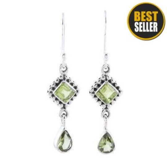 Natural Peridot AAA+Quality Gemstone Handcrafted Earring Cut Stone's Boho Earring, Antique Silver Earring Etsy Cyber Valentine's Day Gift