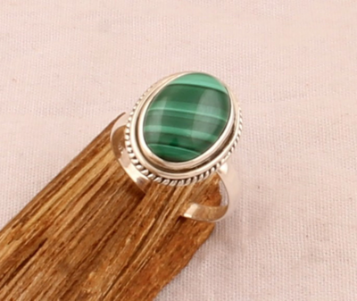 Natural Malachite Oval Shape Gemstone Silver Ring - 925 Sterling Solid Silver Ring - Designer Handmade Ring - Women Jewelry - Gift For Her