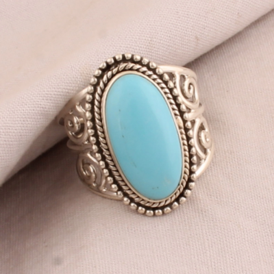 Turquoise Rings -Christmas Gift Ring-Sterling Solid Silver Ring-Vintage Sleeping Beauty Turquoise Ring-Boho Turquoise Gemstone Ring