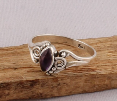 Natural Purple Amethyst Gemstone Ring, Solid 925 Sterling Silver, Marquise AAA+Quality Stone, February Birthstone, Silver Jewelry, Mom Gifts