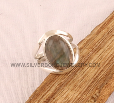 Natural Labradorite Ring - Solid 925 Sterling Silver Ring - Designer Double Band Ring - Labradorite Oval Shape Ring -Handmade Ring For Women