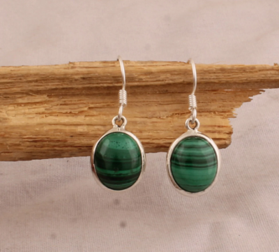 Natural Malachite Top Rare Gemstone Earring Cabochon Stone Boho Earring 925 Sterling Solid Silver Earring, Malachite Earring, Christmas Gift