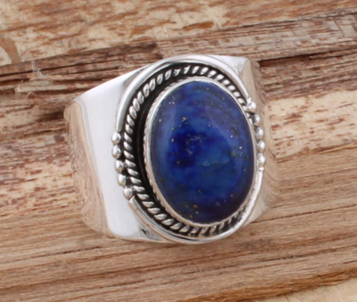 Natural Amazing Blue Lapis Top Quality Gemstone Ring Cabochon,Blue Stone Antique Silver Ring,Middle Finger Ring Etsy Cyber Valentine day