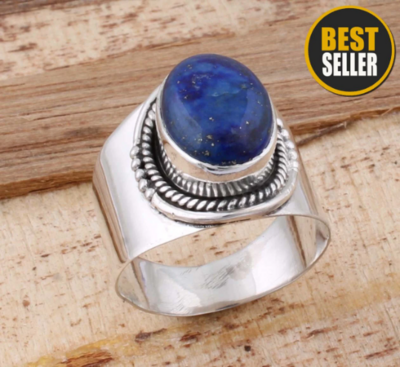 Natural Amazing Blue Lapis Top Quality Gemstone Ring Cabochon,Blue Stone Antique Silver Ring,Middle Finger Ring Etsy Cyber Valentine day