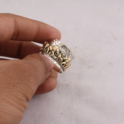 Thumb Spinner Ring, Elephant Spinner Ring, Round Spinner Ring, Yellow Thumb Ring, Unique Item Gift Ring, Women's Gift Ring