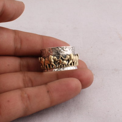 Thumb Spinner Ring, Elephant Spinner Ring, Round Spinner Ring, Yellow Thumb Ring, Unique Item Gift Ring, Women's Gift Ring