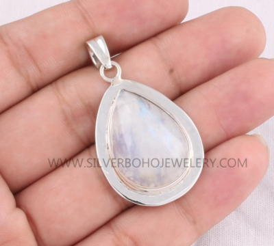 Natural Rainbow Moonstone Top Quality Gemstone Pendant Top Rare Stone Boho Pendant 925-Antique Silver Pendant, Wedding Pendant Gift For Her