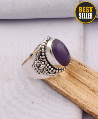 Amazing Purple Jade Top Quality Gemstone Ring 925-Sterling Silver Ring Antique Silver Ring Engagement Ring Middle Finger Ring Gift For Her