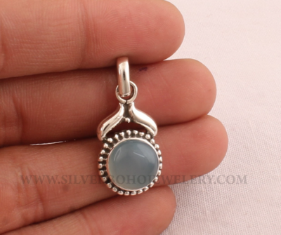 Blue Jade Top Quality Gemstone Pendant Boho Pendant 925-Sterling Silver Pendant Wedding Pendant Antique Silver Pendant Gift For Her