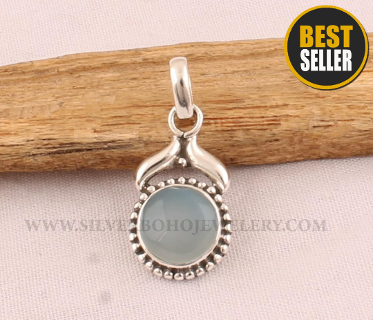 Blue Jade Top Quality Gemstone Pendant Boho Pendant 925-Sterling Silver Pendant Wedding Pendant Antique Silver Pendant Gift For Her