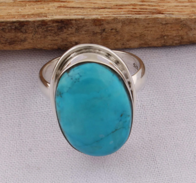 Natural Sleeping Beauty Turquoise AAA+Quality Gemstone Ring, Boho Oval Ring,925-Sterling Silver Ring,Antique Silver Ring Midder Finger Ring