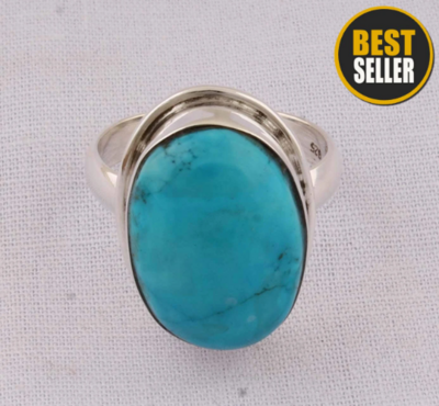 Natural Sleeping Beauty Turquoise AAA+Quality Gemstone Ring, Boho Oval Ring,925-Sterling Silver Ring,Antique Silver Ring Midder Finger Ring