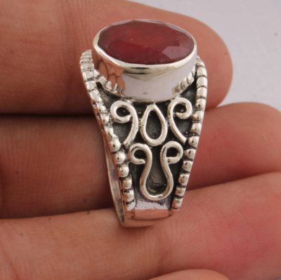Natural Beautiful Ruby Top Quality Gemstone Ring 925-Antique Silver Ring Middle Finger Ring Sterling Silver Ring Gift For Her Ruby Jewelry