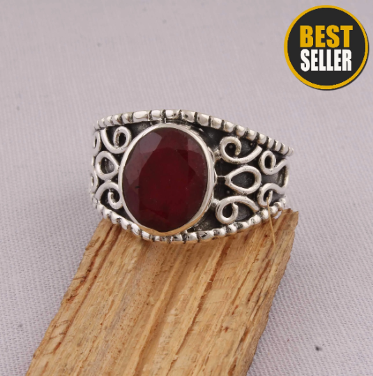 Natural Beautiful Ruby Top Quality Gemstone Ring 925-Antique Silver Ring Middle Finger Ring Sterling Silver Ring Gift For Her Ruby Jewelry